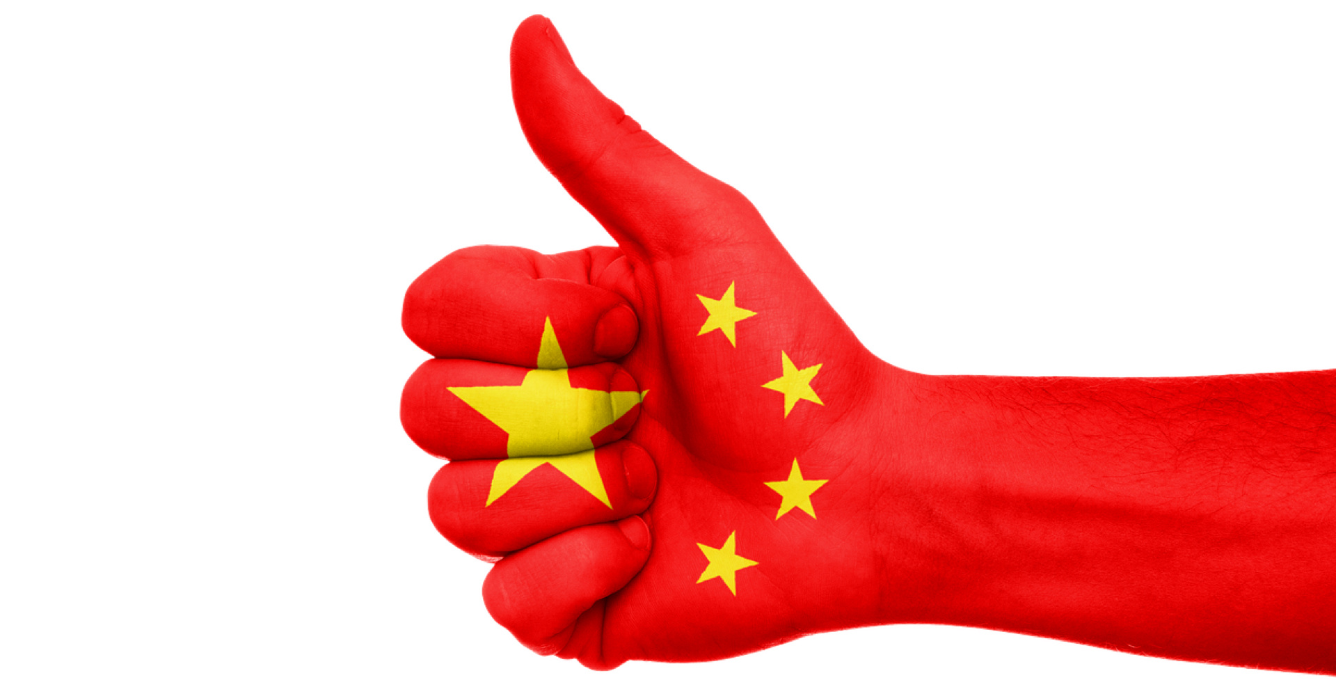 China flag thumbs-uo hand gesture